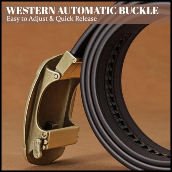 SUOSDEY Cowboy Ratchet Belt Western Leather Belts for Men  Leather Cowboy Ratchet Belt with Automatic Western Buckle